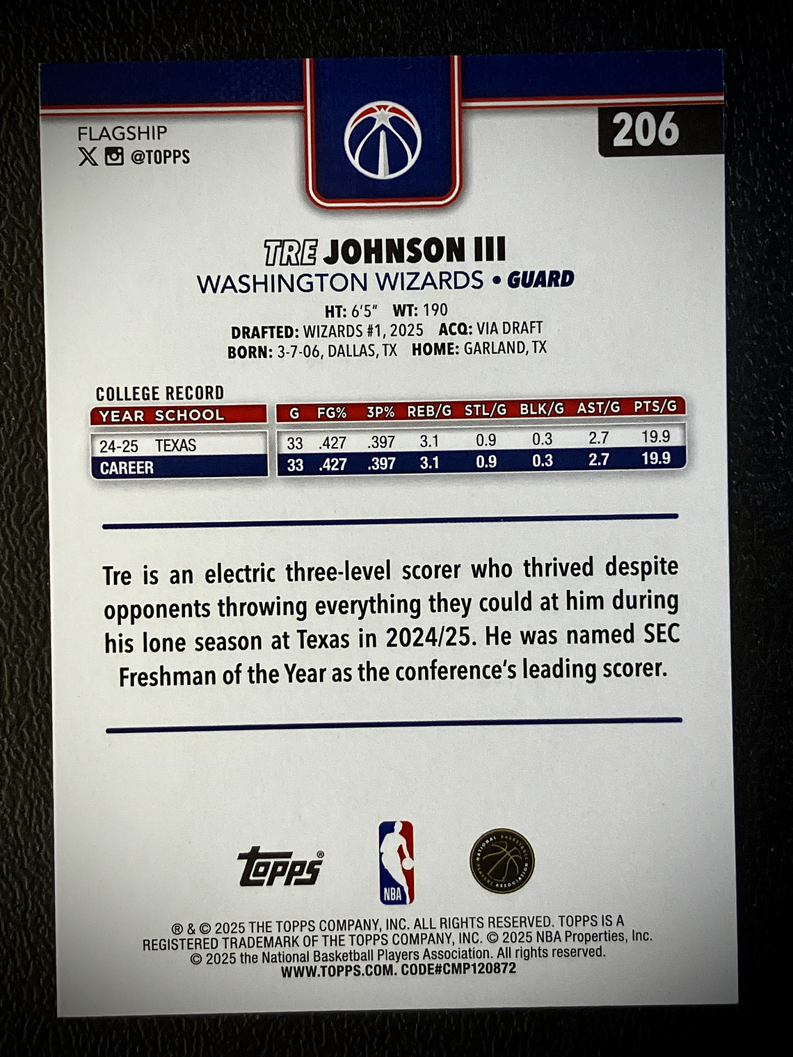 Tre Johnson III Rookie Card 2