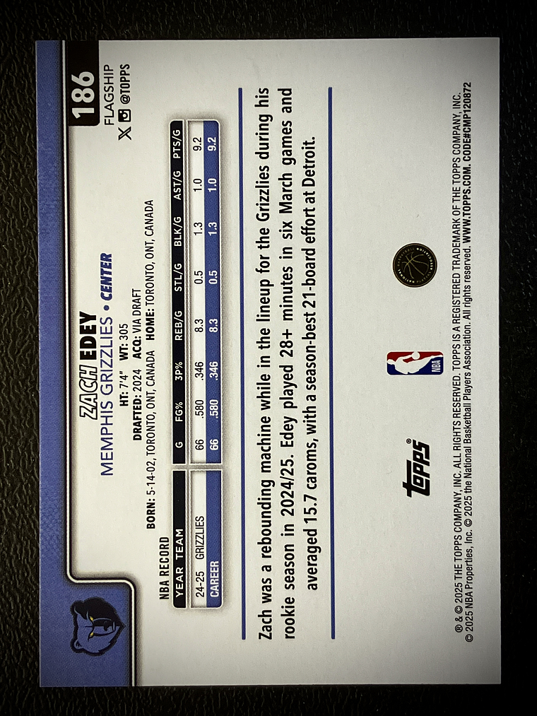 Zach Edey base card 2