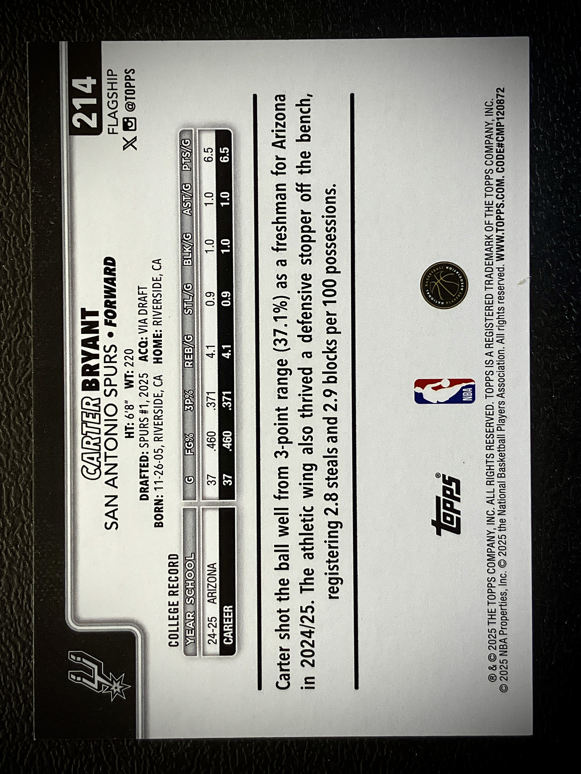 Carter Bryant Rookie Card 2