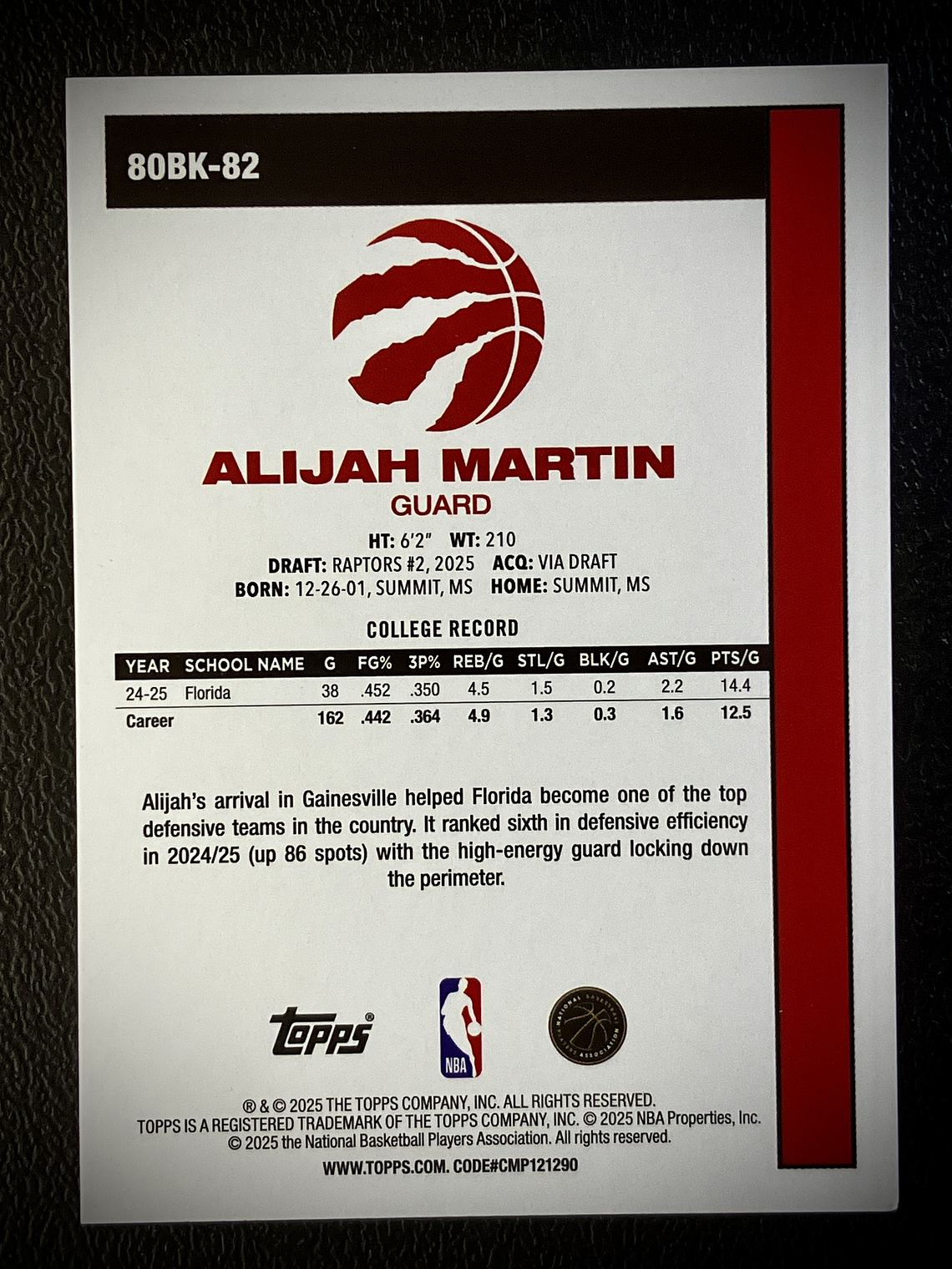 Alijah Martin insert card 2