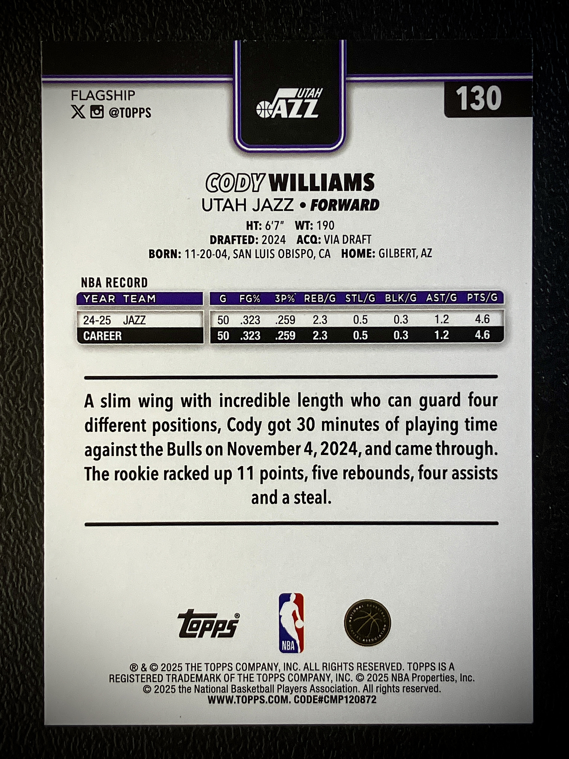 Cody Williams parallel card 2