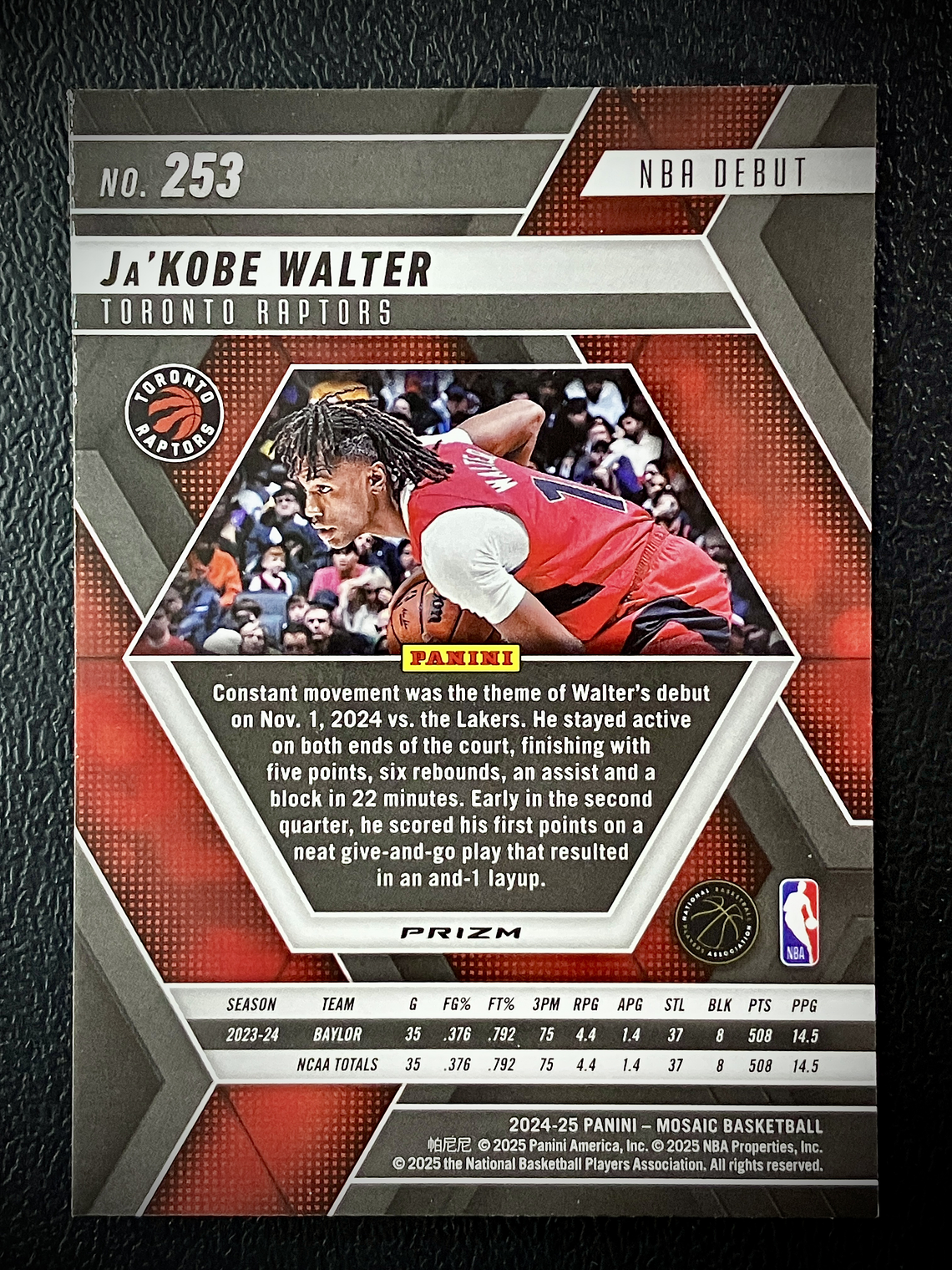 Ja'Kobe Walter Rookie Card  2