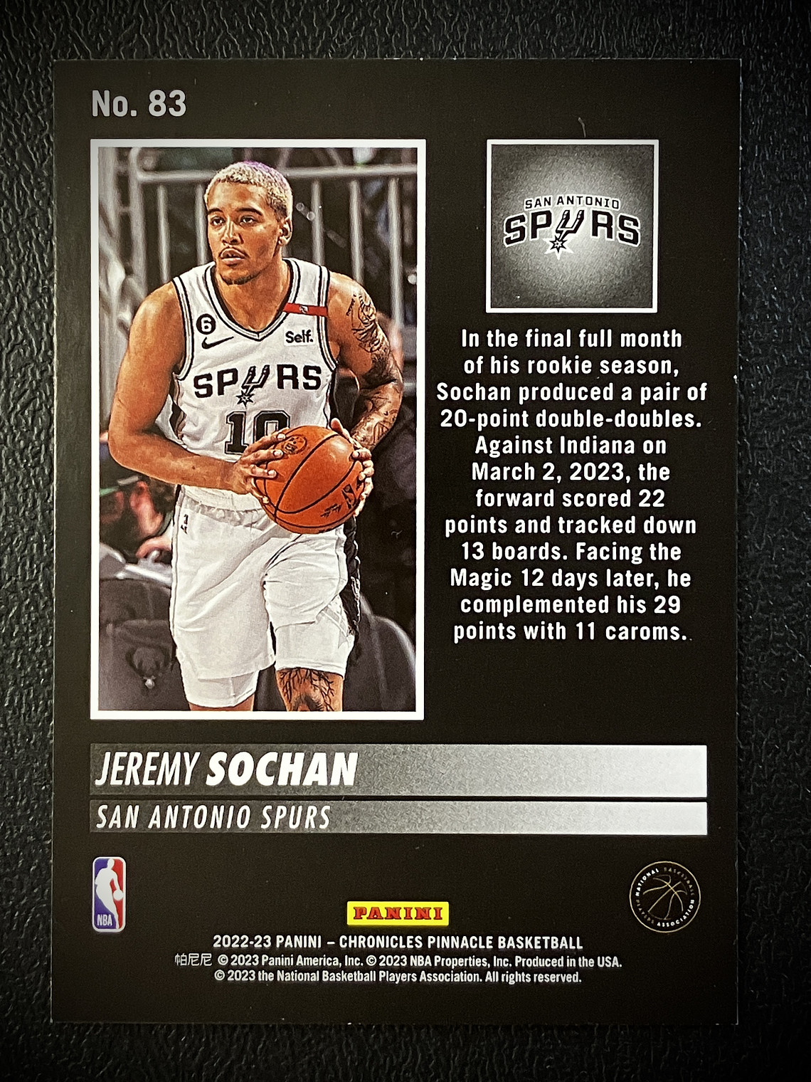 Jeremy Sochan Rookie Card  2