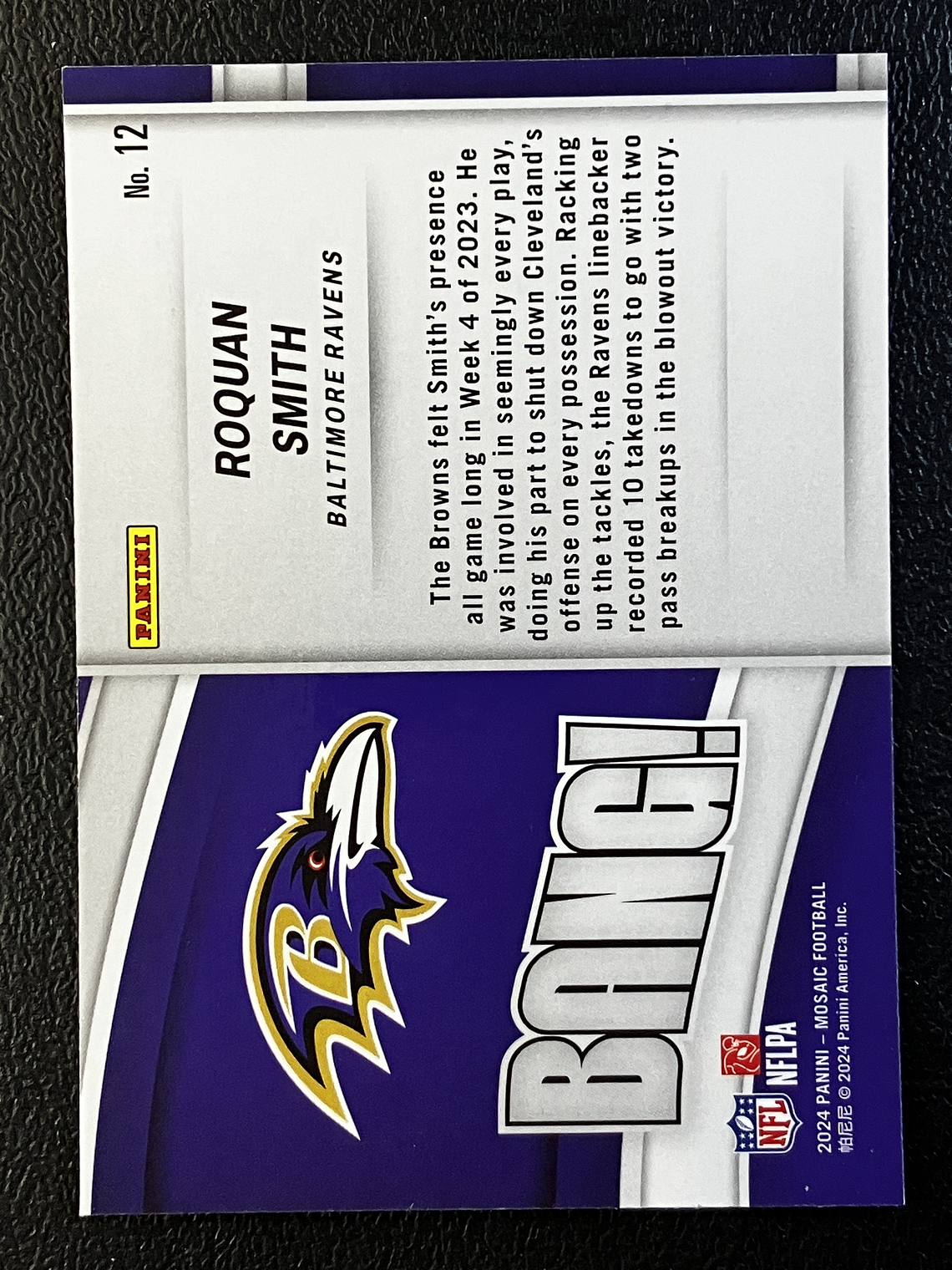 Roquan Smith Insert Card  2