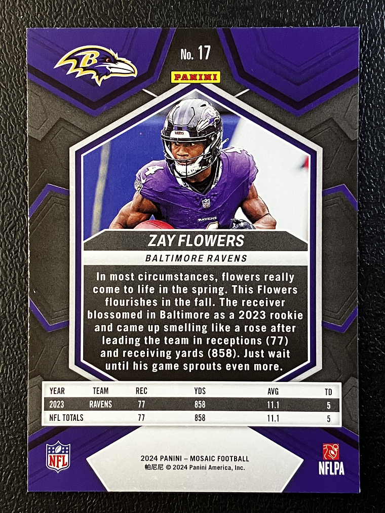 Zay Flowers Base Card  2