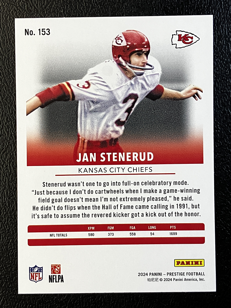 Jan Stenerud Base Card  2