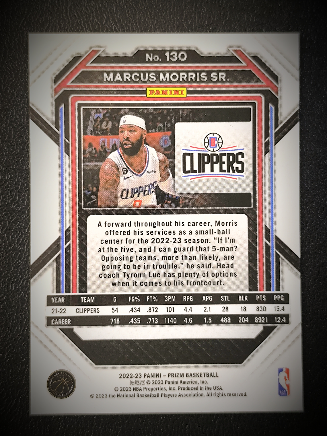 Marcus Morris Sr. Base Card  2