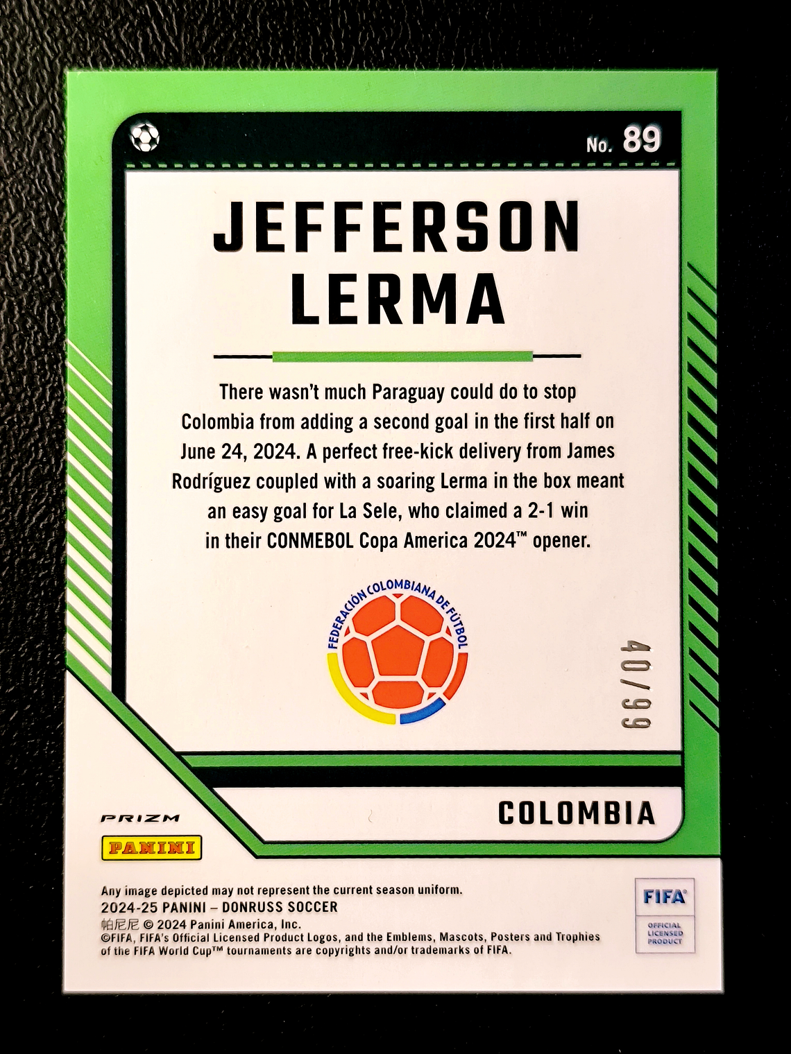 Jefferson Lerma Parallel Card /99 2