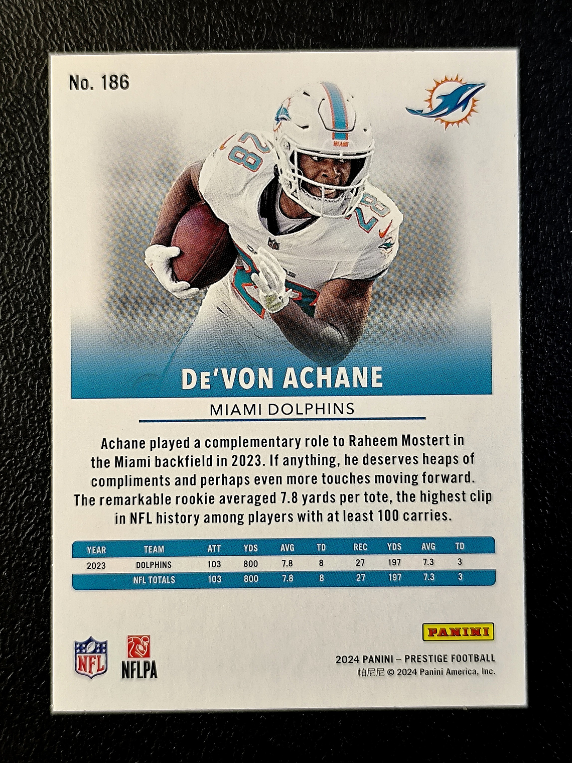 De'Von Achane Base Card 2