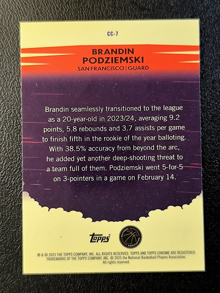 Brandin Podziemski Insert Card 2