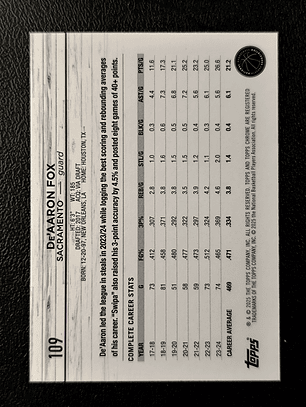 De'Aaron Fox Base Card