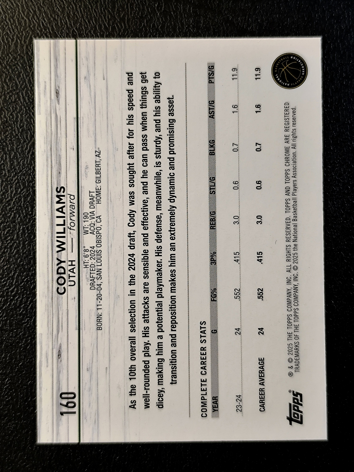 Cody Williams Rookie Card 2