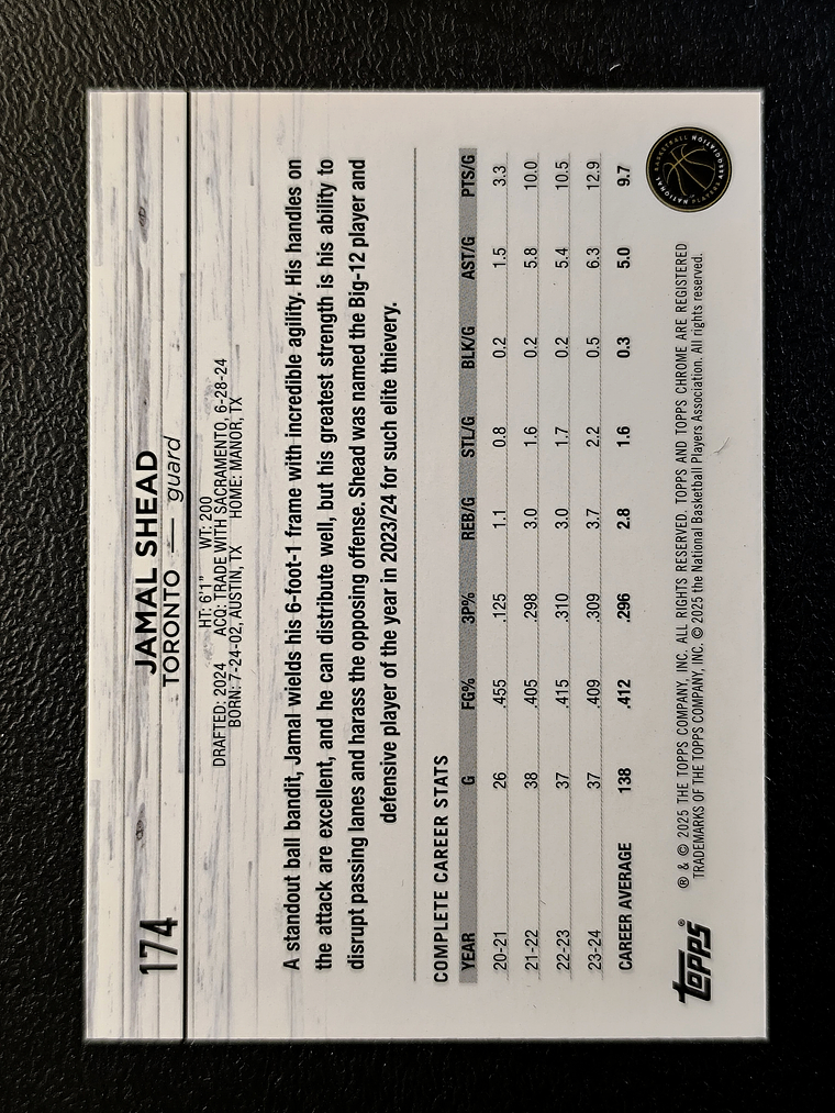 Jamal Shead Rookie Card 2