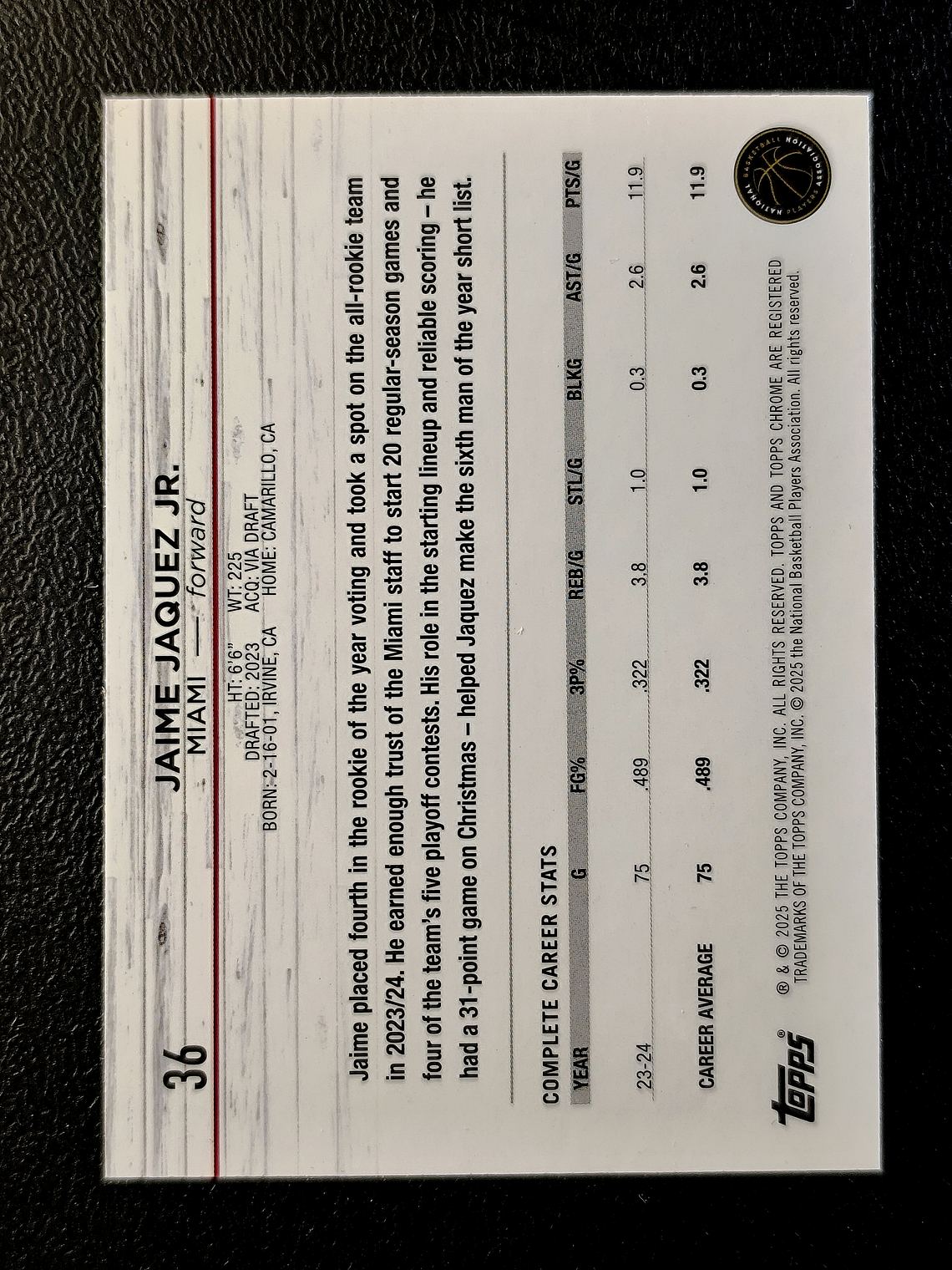 Jaime Jaquez Jr. Base Card 2