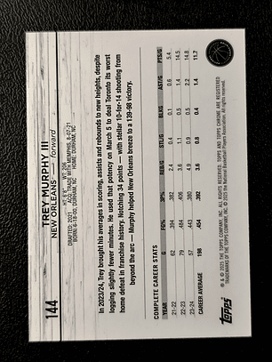 2024-25 Topps Chrome #144 Trey Murphy III