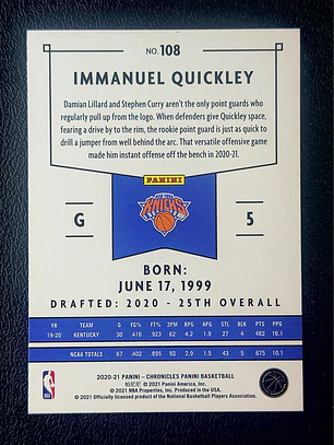  Immanuel Quickley/Panini