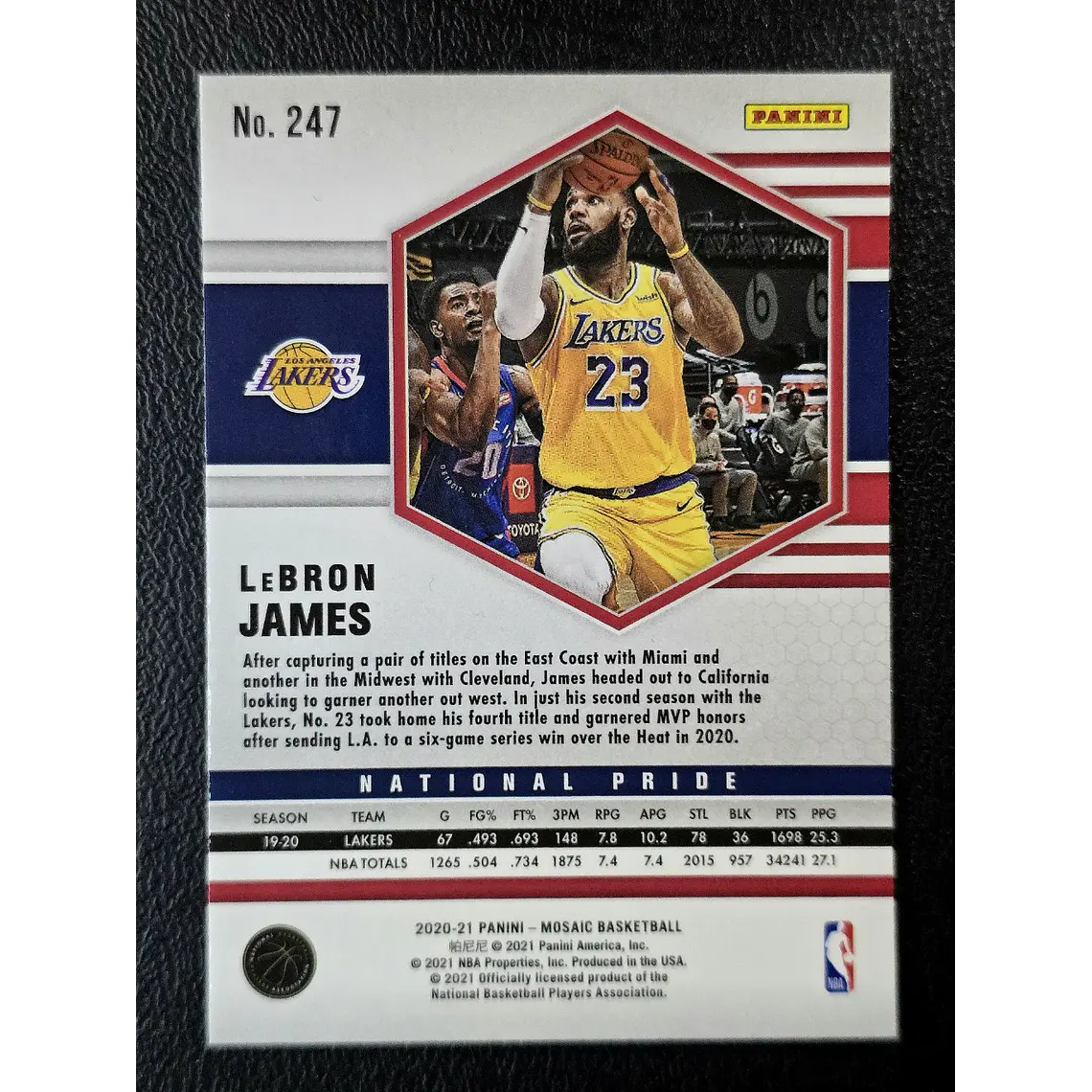 2020-21 Panini Mosaic #247 LeBron James 2