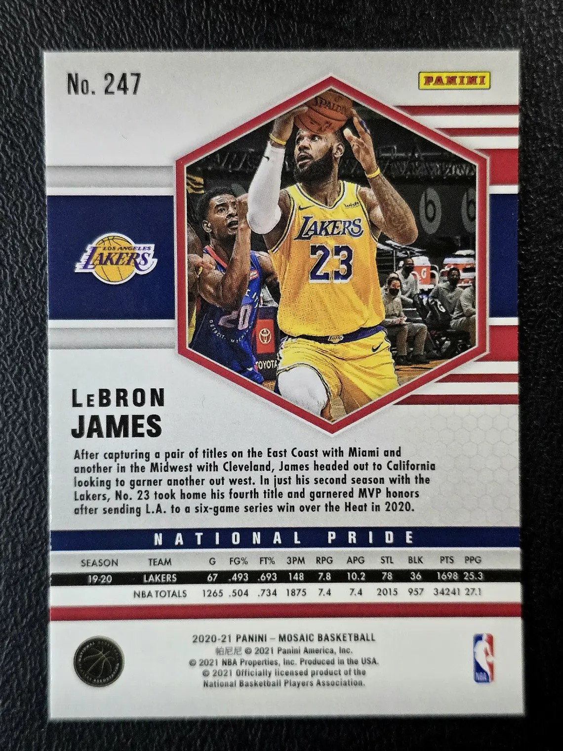 2020-21 Panini Mosaic #247 LeBron James 2