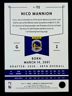 Nico Mannion RC/Panini
