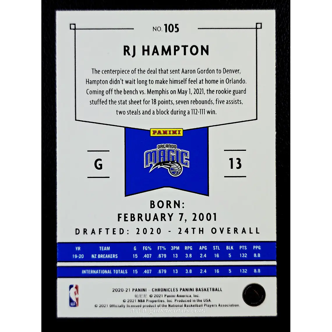 RJ Hampton/Panini 2