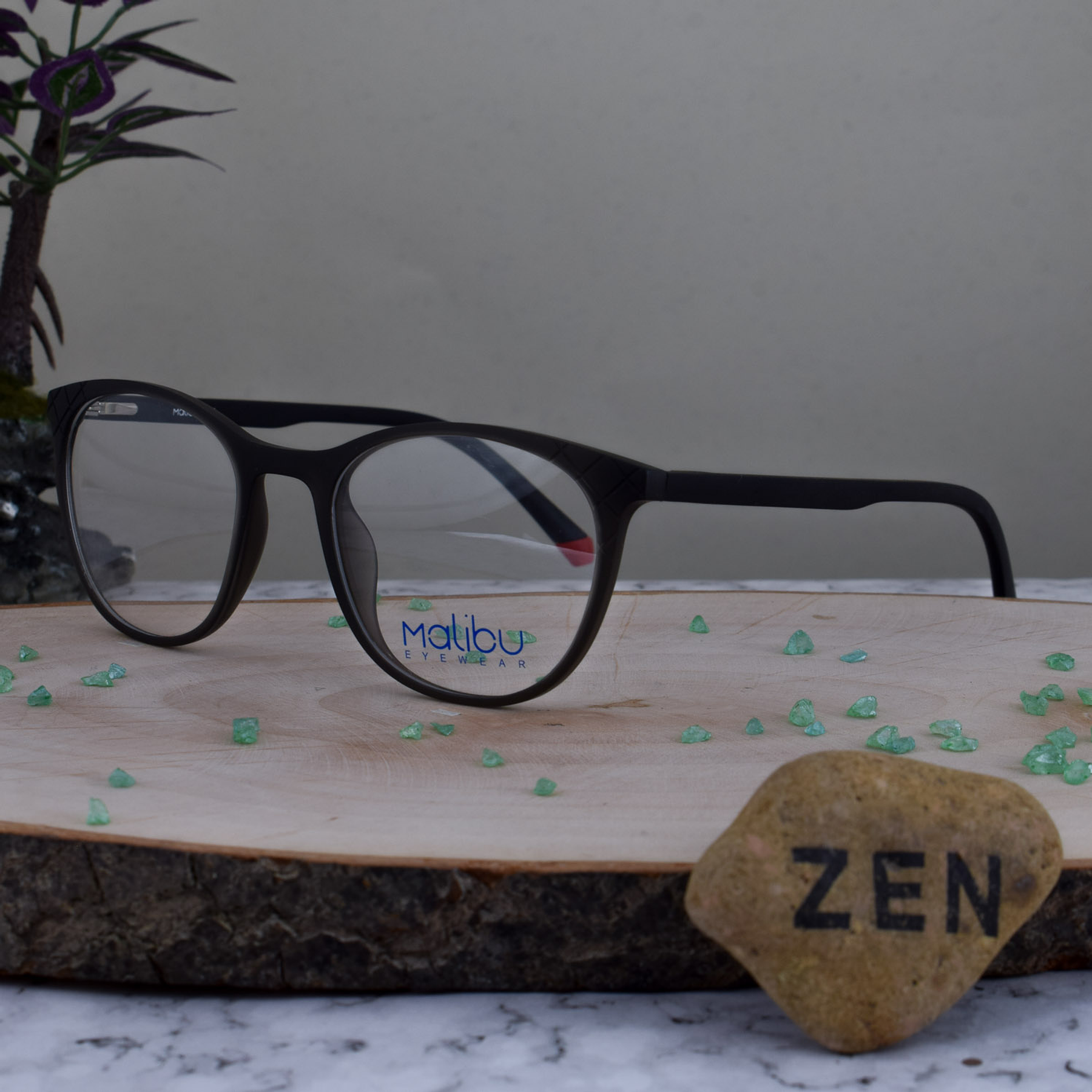 Malibu MS0201 C02G TR90 Ovalada Gris Mate con Detalle Rojo