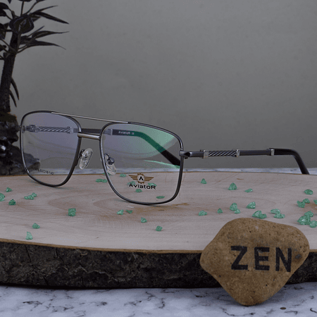 Aviator AV5878 C2 Metalica Doble Puente Cuadrada Cromado Plateado Terinal Negro