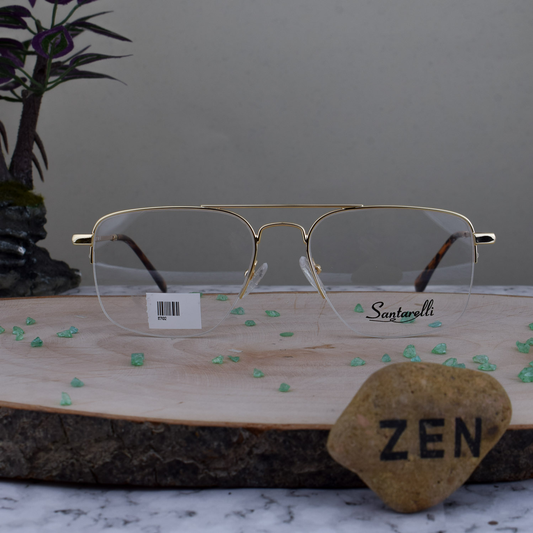 Santareli 8702 C1 Metalica Doble Puente Cuadrada al Aire Dorada Terminal Carey