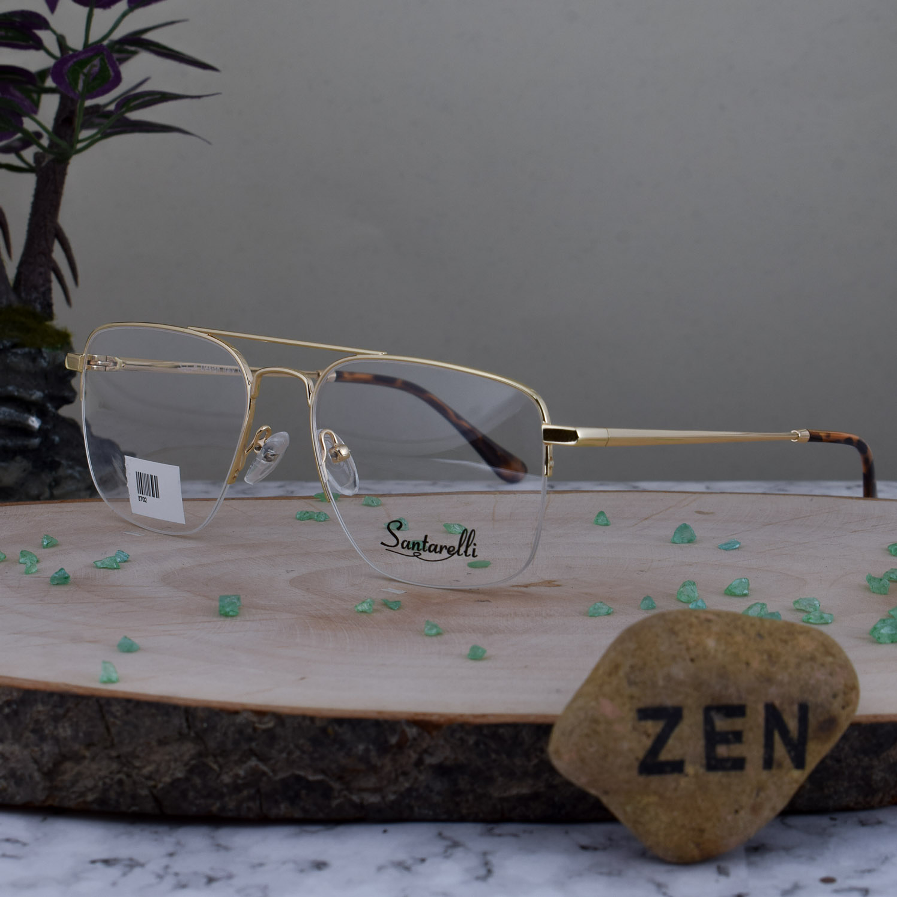 Santareli 8702 C1 Metalica Doble Puente Cuadrada al Aire Dorada Terminal Carey