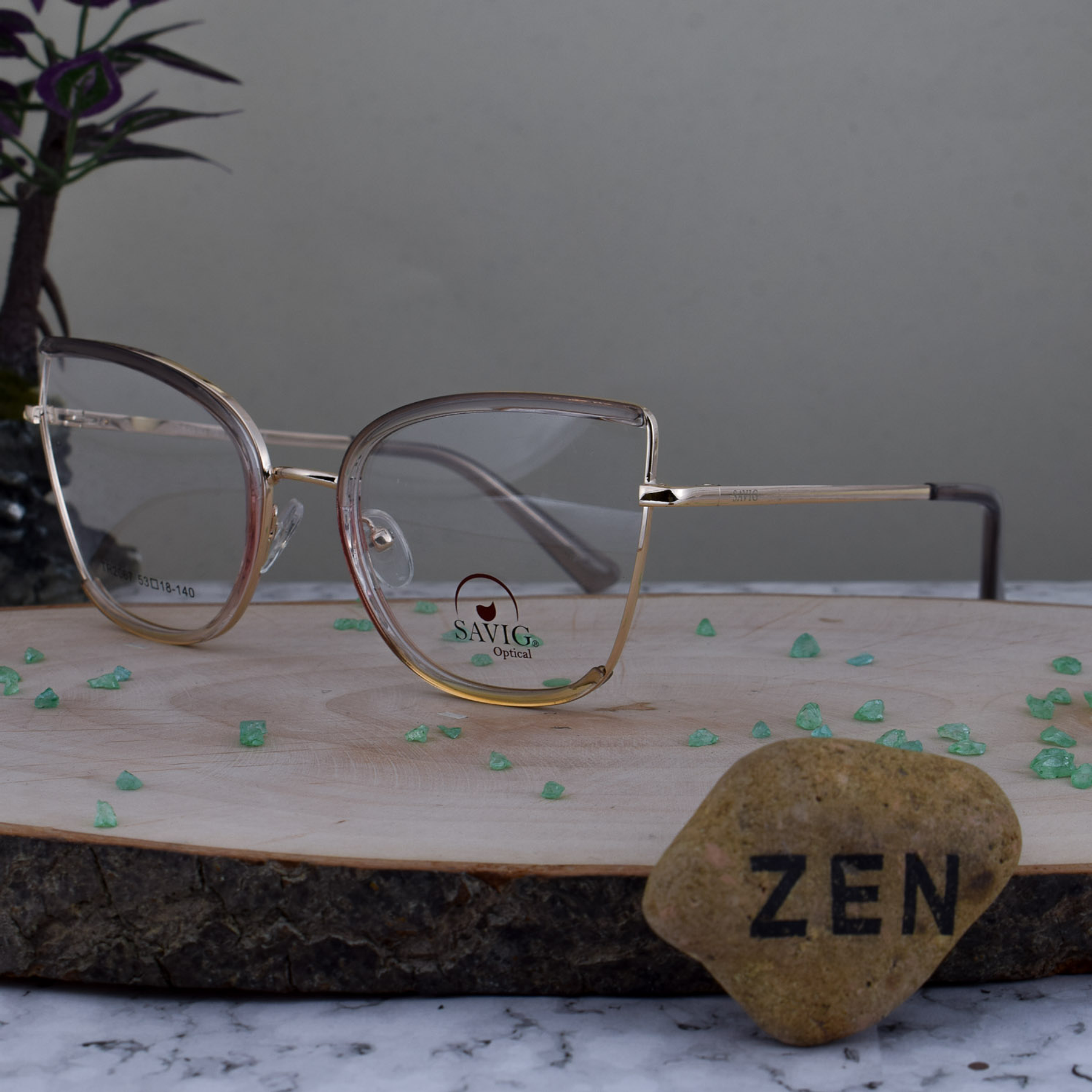 Savig TR2067 C3 TR90 Metalica Agatada Bicolor Gris Rosa Brazo Dorado