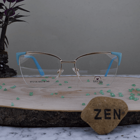 Savig MT2135 C6  Agatada Al Aire Metal Dorada Azul Escarchado Brazo Azul 