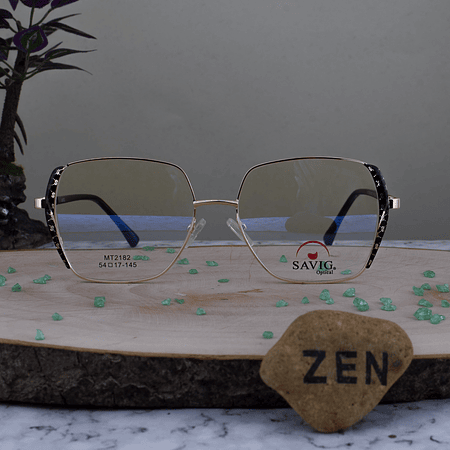 Savig MT2182 C4 Metalica Cuadrada Hexagonal Dorado Negro y Beige Brazo Escarchado con Terminal Negro