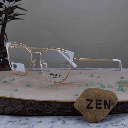 Fandia 95537 C8 Metalica Agatada Cuadrada Dorado Detalles Blancos