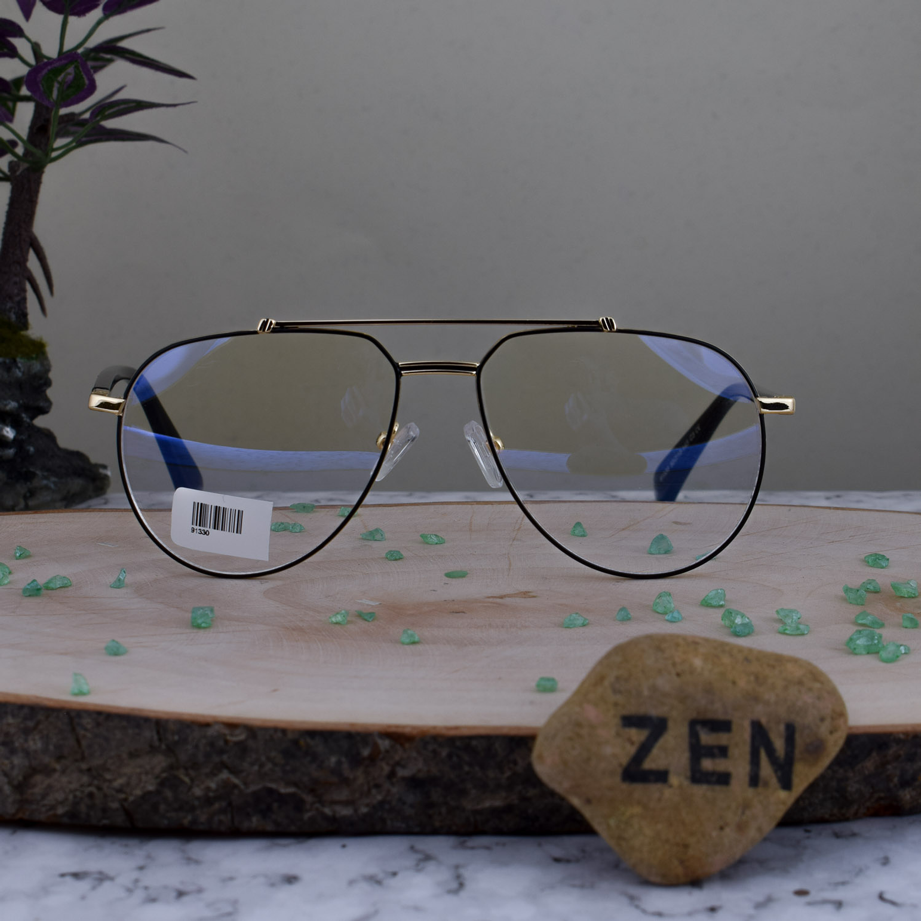 ZEN 91330 C3 Aviador Doble Puente Negro Dorado