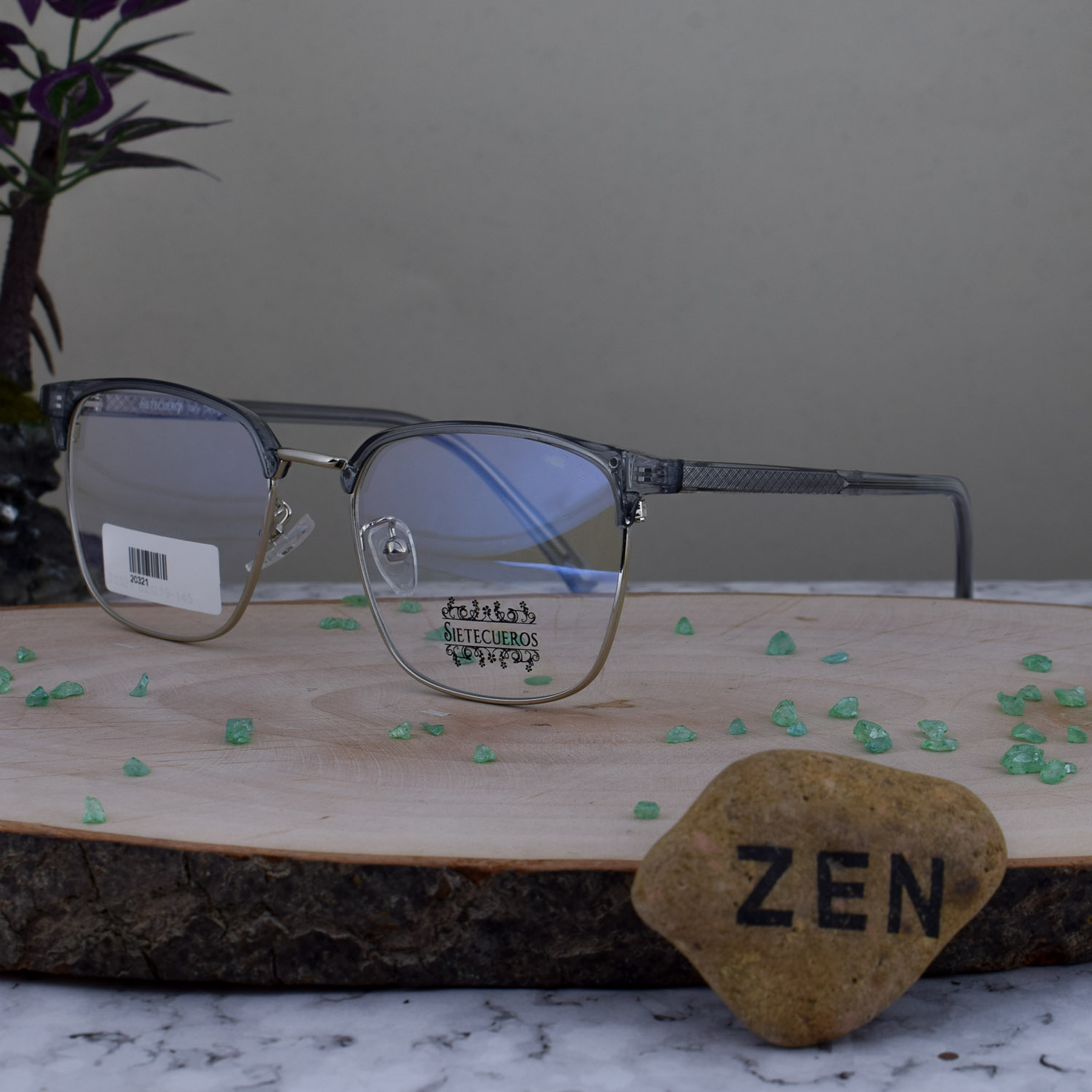 Sietecueros 20321 C12 TR90 Club Master Rectangula Gris Transparente con Plateado