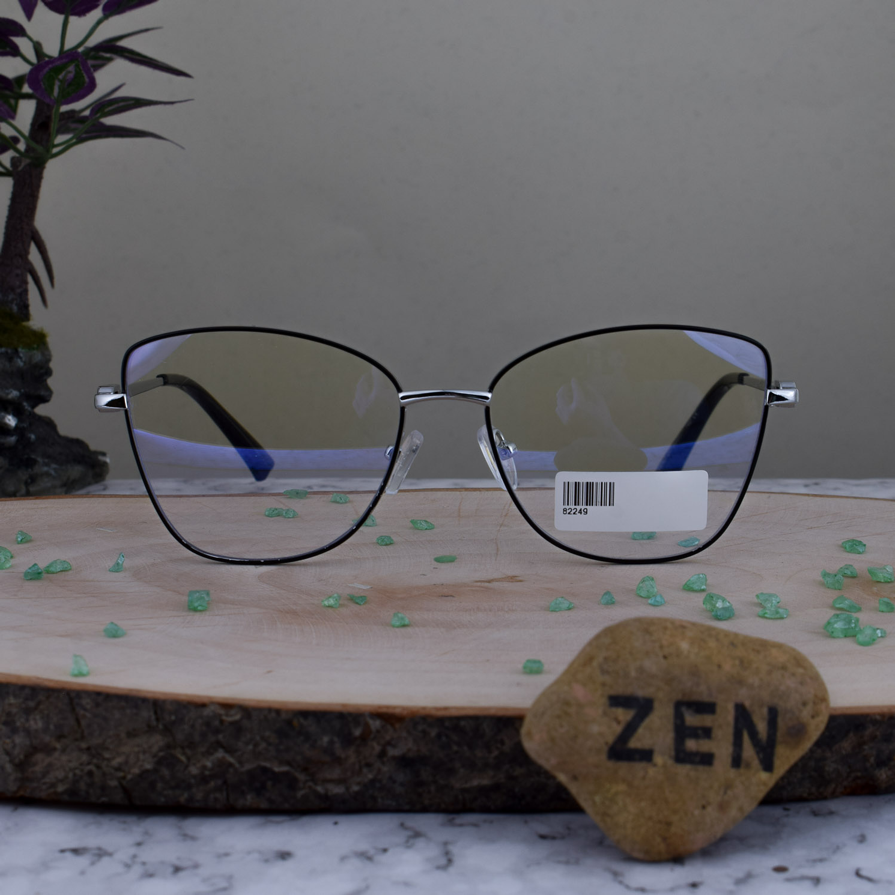 ZEN 82249 C7 Metalica Agatada Negro Plata Brazo Plateado con Piedritas