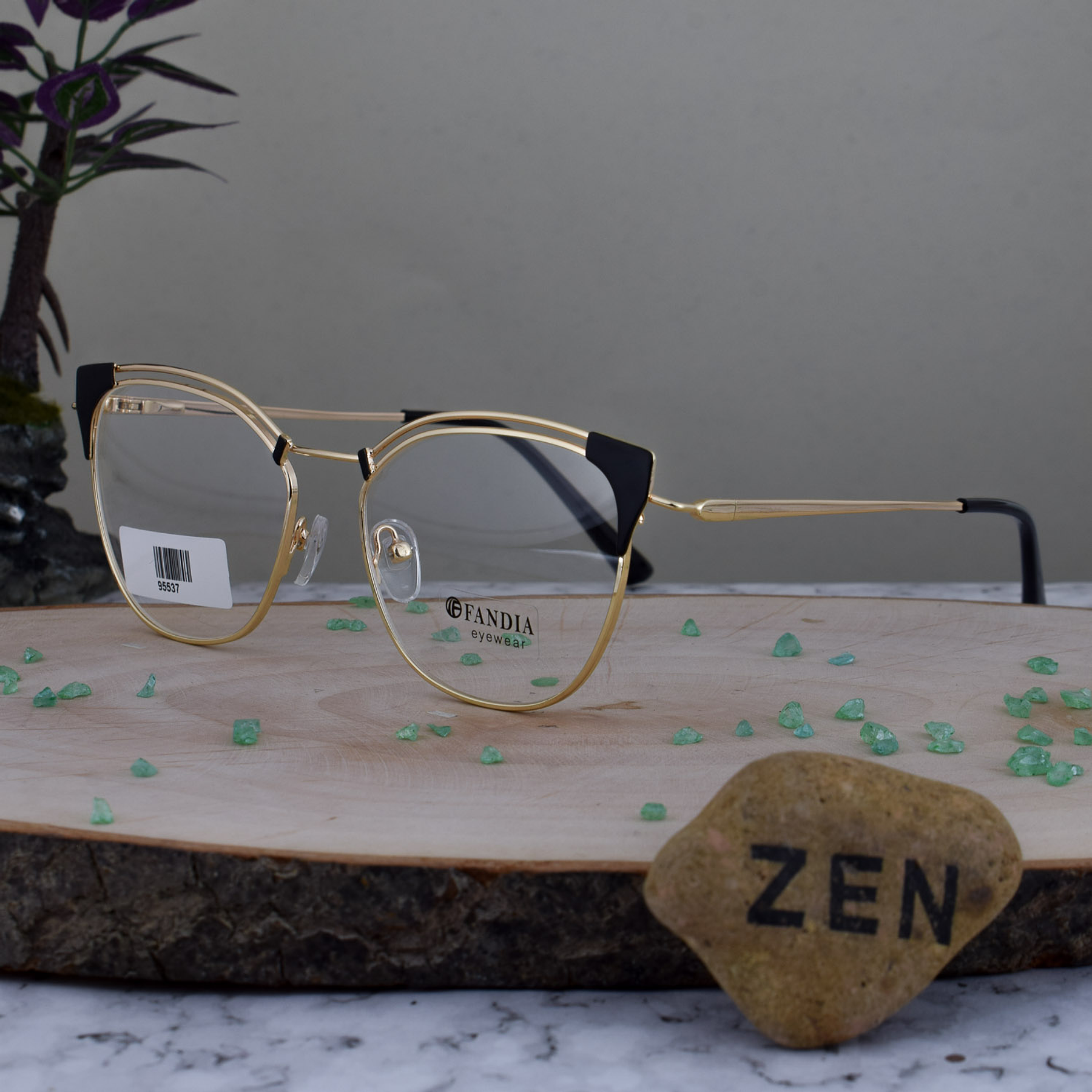 Fandia 95537 C5 Metalica Agatada Cuadrada Dorado Detalles Negros