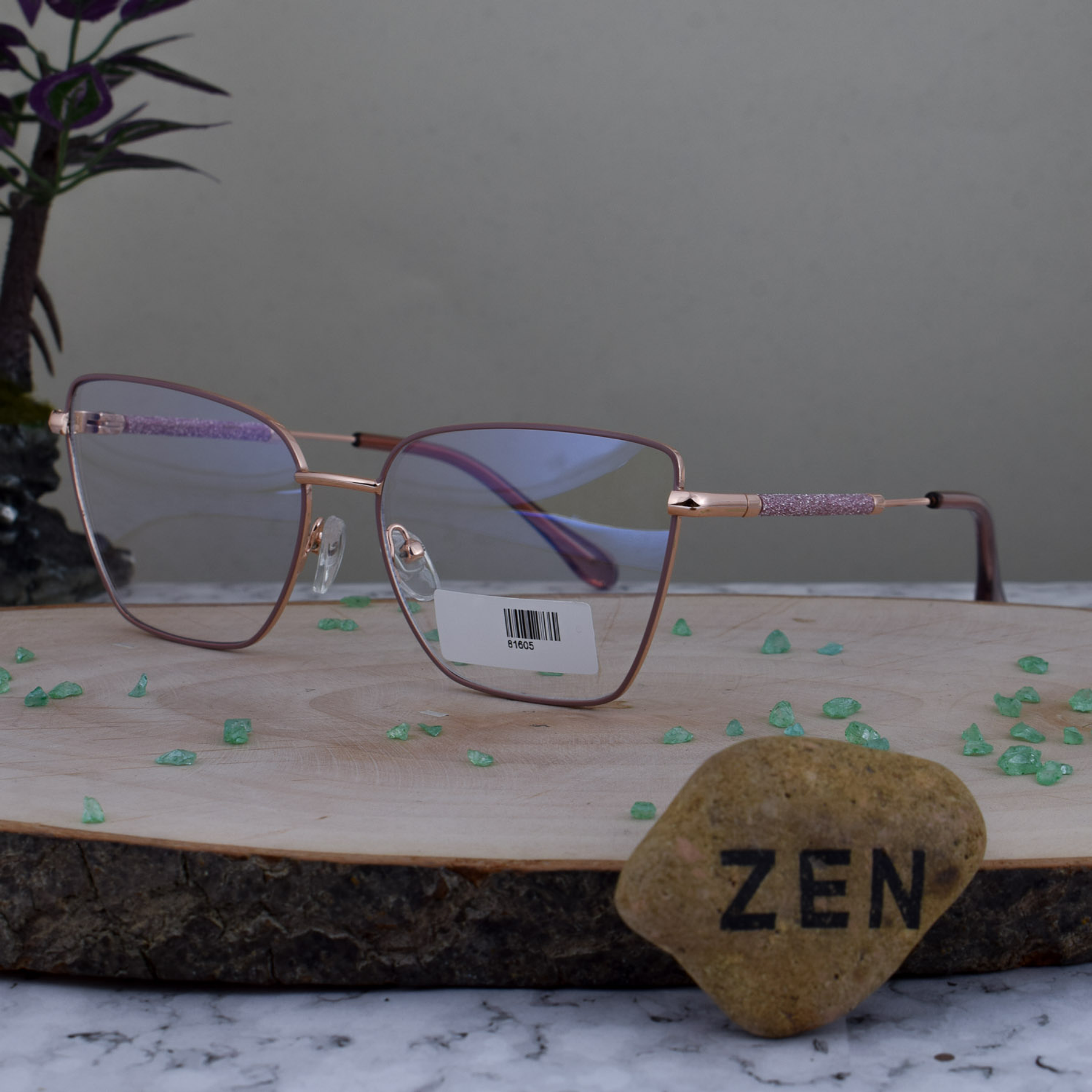 ZEN 81605 C5 Metalica Agatada Cuadrada Nude Oro Rosa Brazo Escarchado Oro Rosa