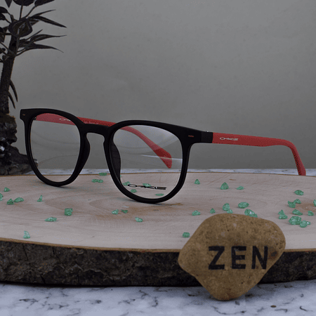 Okle ML0203 C01G TR90 Cuadrada Hexagonal  Frente Negro Brazo Rojo Mate 