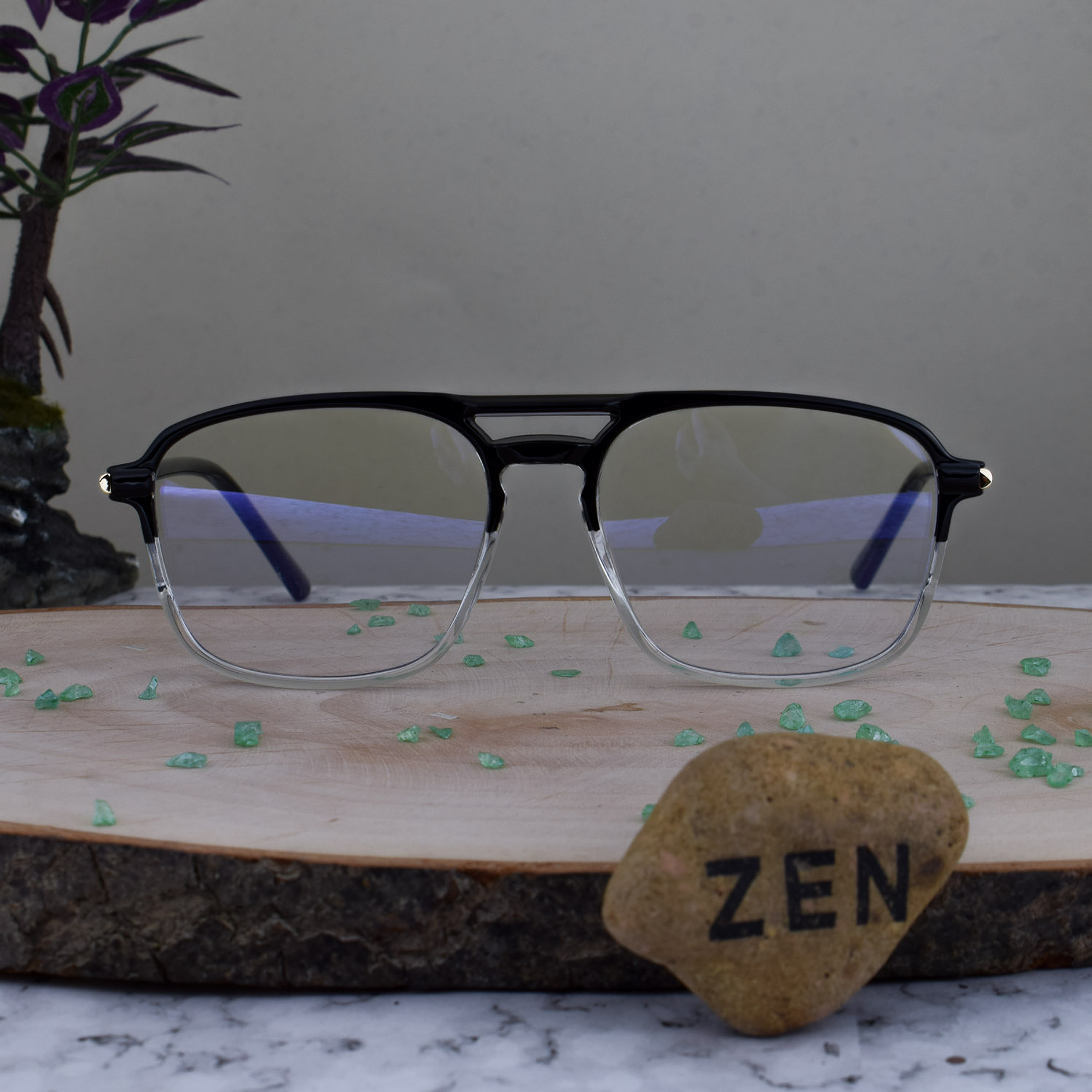  ZEN 82166 C3 TR90 Doble Puente Bicolor Negro Transparente 