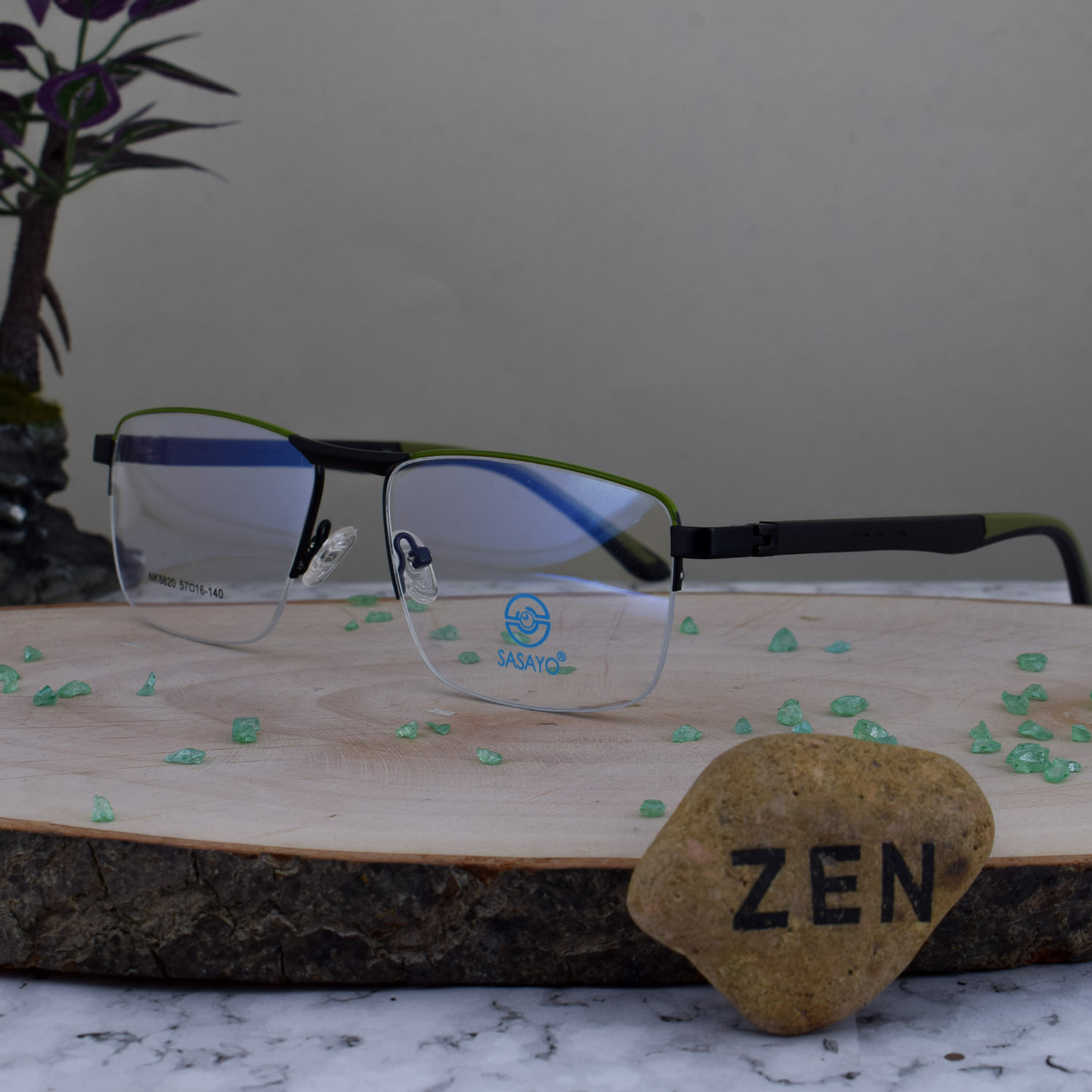 ZEN NK8820 C3 Al Aire Metal Verde Negro Brazo TR90 180 Grados Terminal Verde