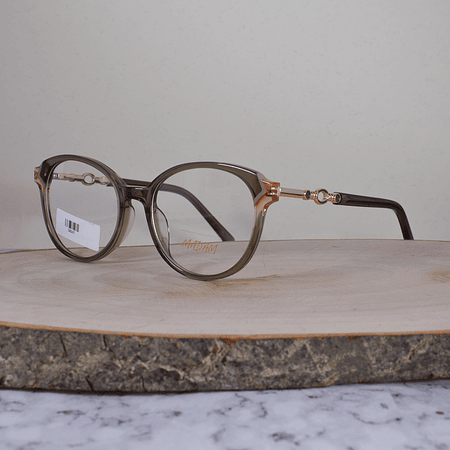 Madam G6247 C4 Acetato Ovalada Translúcida Café Rosa Flex Brazo Ornamentado Metálico Terminal Café