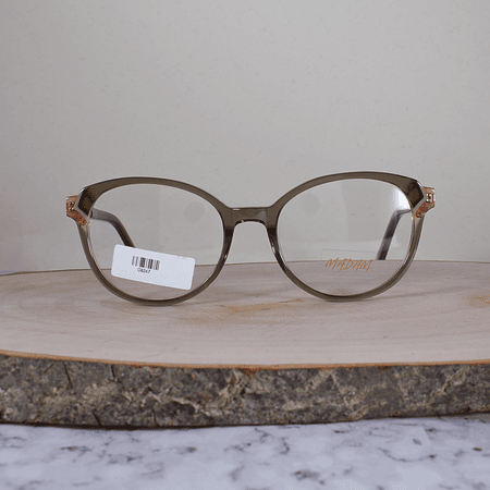 Madam G6247 C4 Acetato Ovalada Translúcida Café Rosa Flex Brazo Ornamentado Metálico Terminal Café