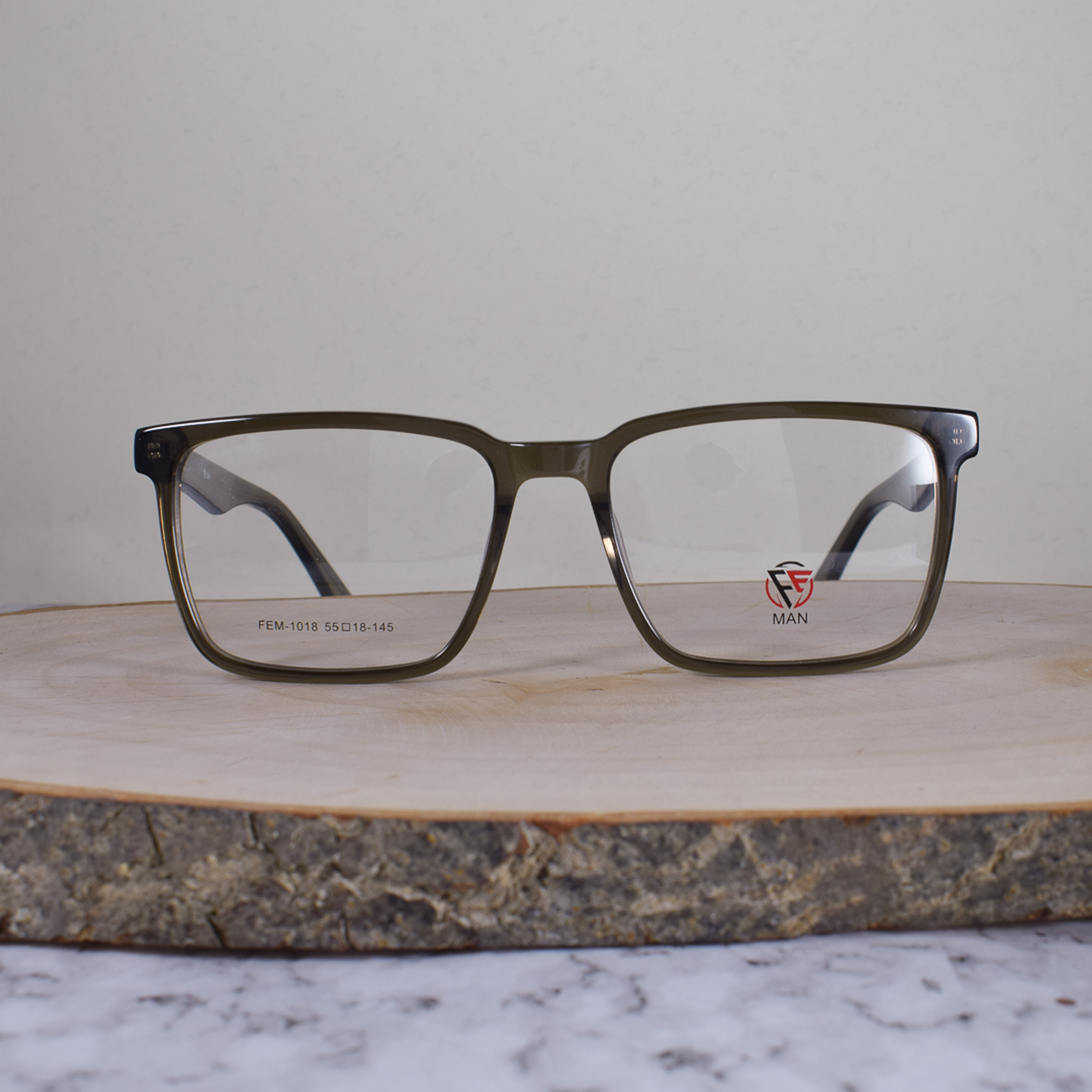 FE Man FEM1018 C3 Acetato Cuadrada Translúcida Café Flex Brazo Patrón