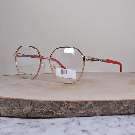 Vizho V6978 Metálica Redonda Café Beige Aro Escarchado Rosa Flex Brazo Ornamentado Metálico Terminal Carmesí