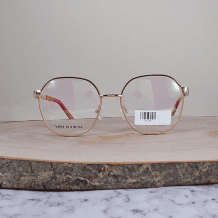 Vizho V6978 Metálica Redonda Café Beige Aro Escarchado Rosa Flex Brazo Ornamentado Metálico Terminal Carmesí