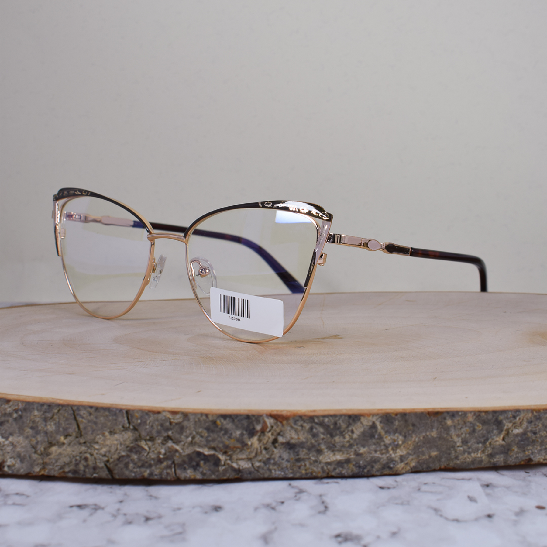 ZEN TJ32004 C5 Metálica Agatada Dorada Bicolor Café Beige Detallado Flex Brazo Metálico Ornamentado Escarchado Terminal Acetato Café