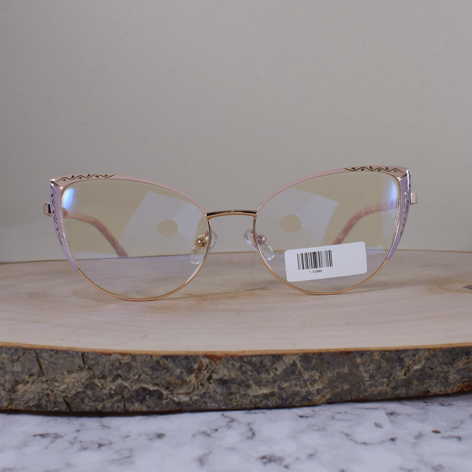 ZEN TJ32006 C4 Metálica Agatada Dorada Bicolor Rosa Lila Detallado Flex Brazo Metálico Ornamentado Terminal Acetato Rosa Perlado