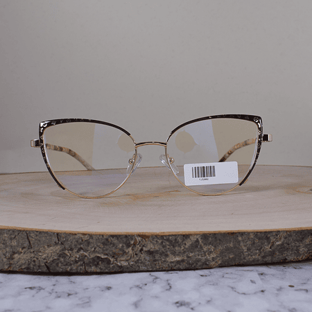 ZEN TJ32002 C6 Metálica Agatada Dorada Café Detallado Flex Brazo Metálico Ornamentado Terminal Acetato Café Beige Marmoleado