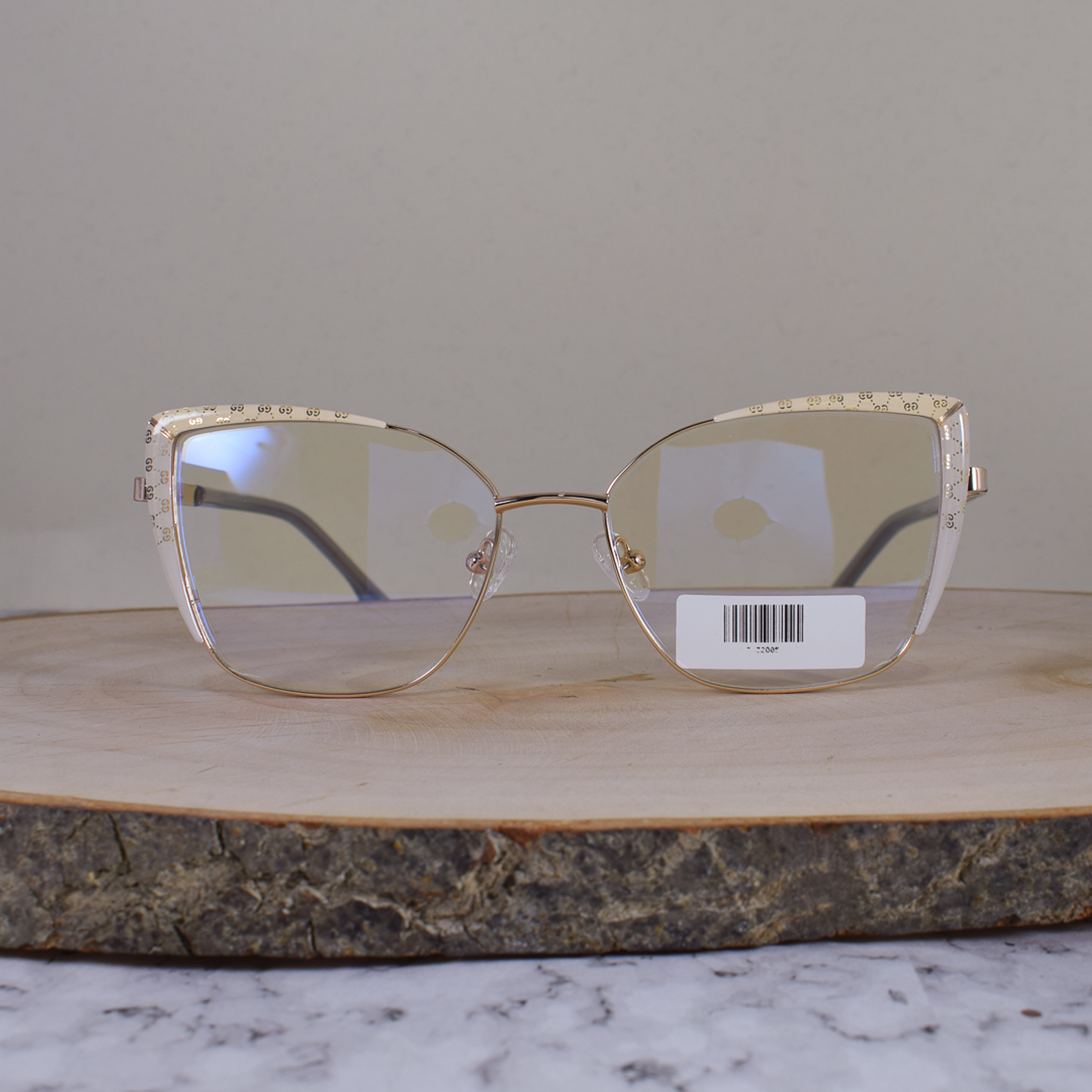 ZEN TJ32005 C5 Metálica Agarata Dorada Bicolor Blanco Beige Flex Brazo Metálico Ornamentado Escarchado Terminado Acetato Azul Translúcido