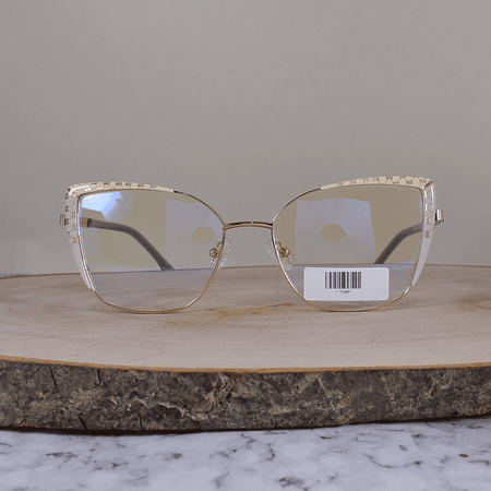 ZEN TJ32005 C5 Metálica Agarata Dorada Bicolor Blanco Beige Flex Brazo Metálico Ornamentado Escarchado Terminado Acetato Azul Translúcido